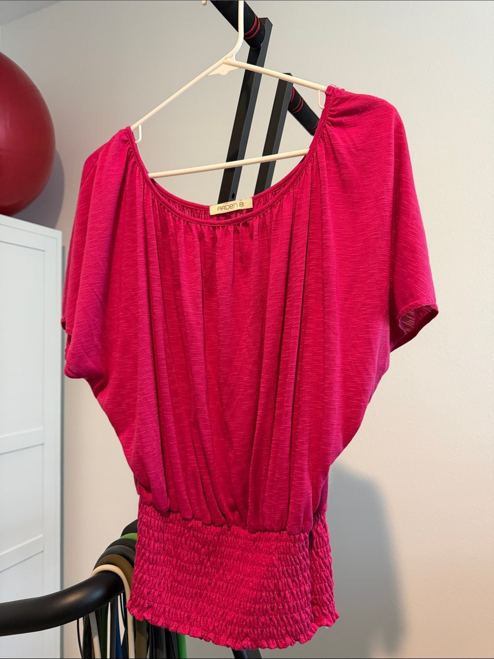 Arden B. Hot Pink Dolman Blouson Top